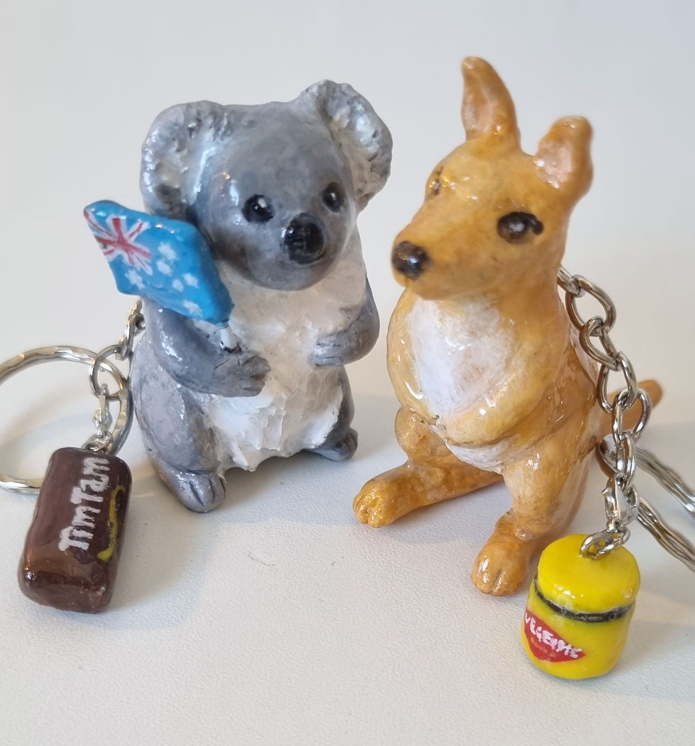 australian koala and kangaroo figure keychains
