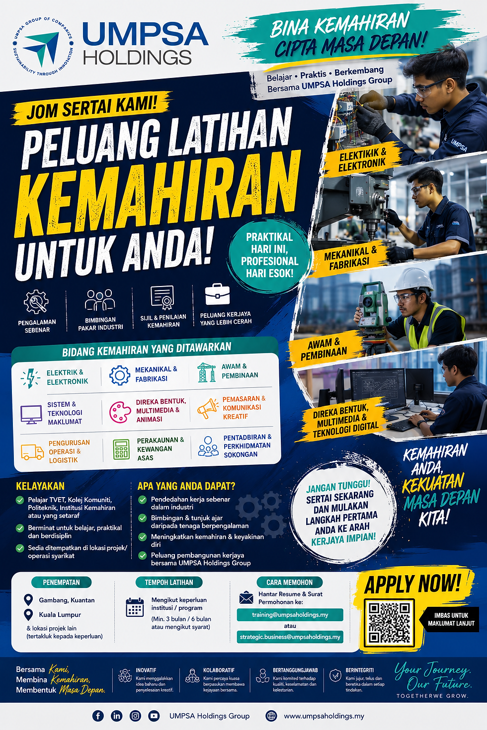 UMPSA Holdings sedang mencari pelajar (Latihan Industri) atau Work-Based Learning (WBL) 