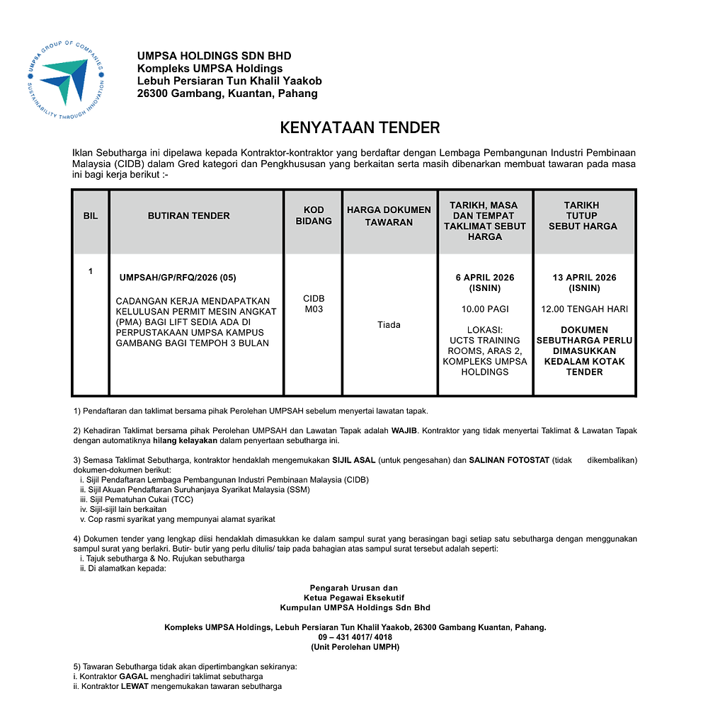 Permit Machine Angkat IKLAN SEBUTHARGA - CADANGAN KERJA MENDAPATKAN KELULUSAN PERMIT MESIN ...