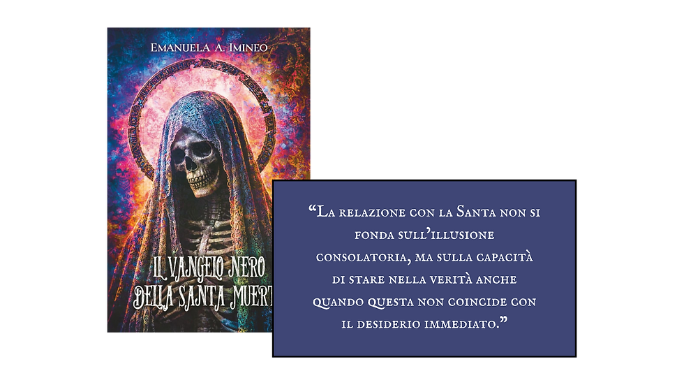 Copertina del libro Il Vangelo nero della Santa Muerte con citazione dal libro