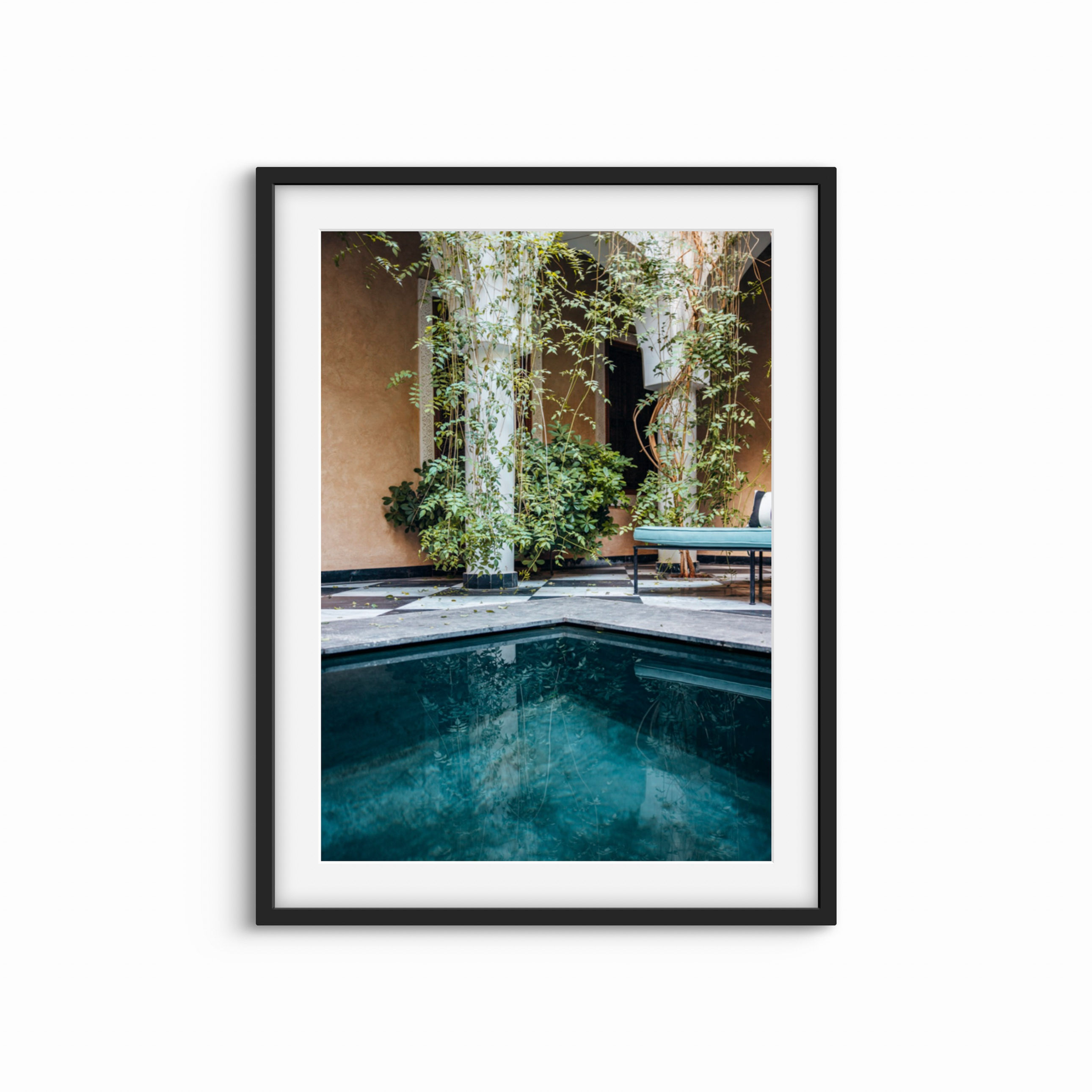 Framed Fine Art Photography Print Leaves in the water, in a Marrakech raid in Morocco by Marcial Gamma