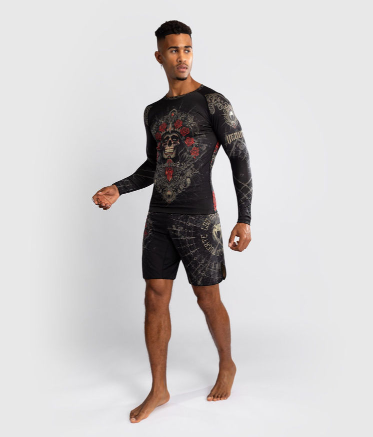 Miniatura: RASHGUARD MANGA LARGA VENUM SANTA MUERTE 5.0 PARA HOMBRE - NEGRO INTENSO/DORAD