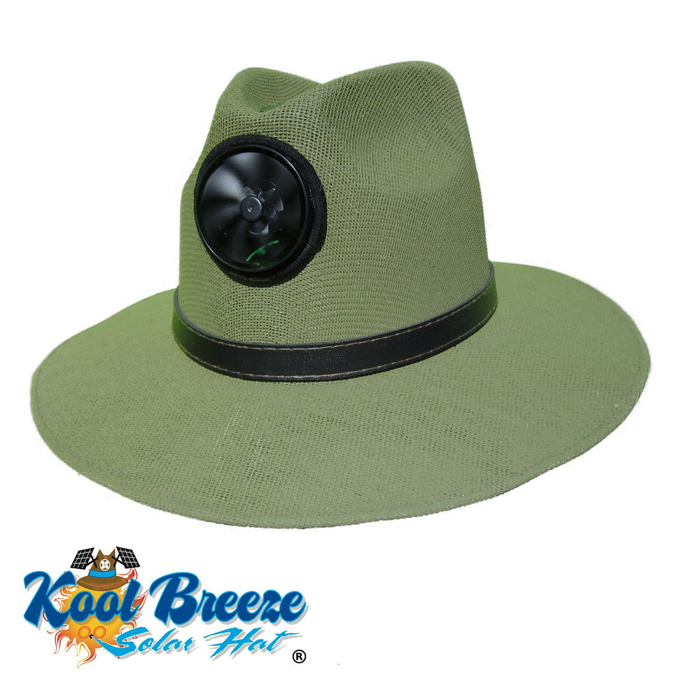 Panama Olive by Kool Breeze Solar Hats with built-in solar-powered fan, Olive, One Size