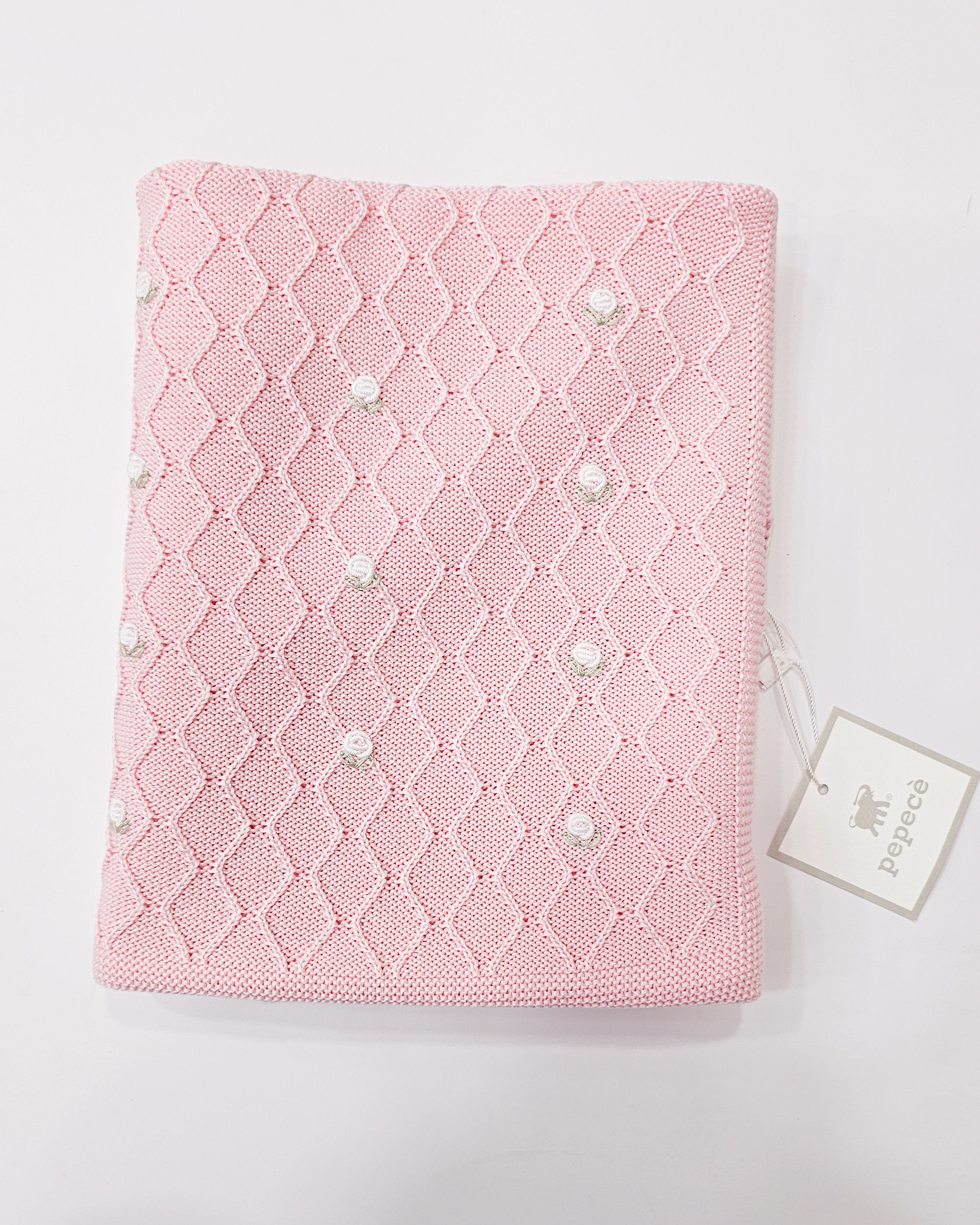 Copertina Rosa con ricami 100% cotone (Pepecè)