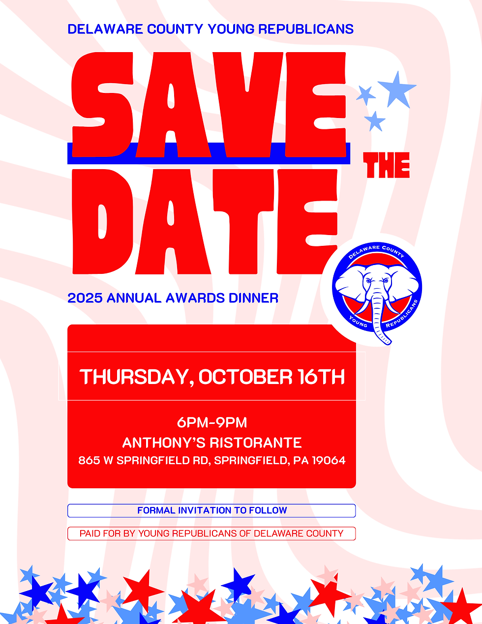 Save The Date: 2025 Delco Young Republicans Annaul Awards Dinner