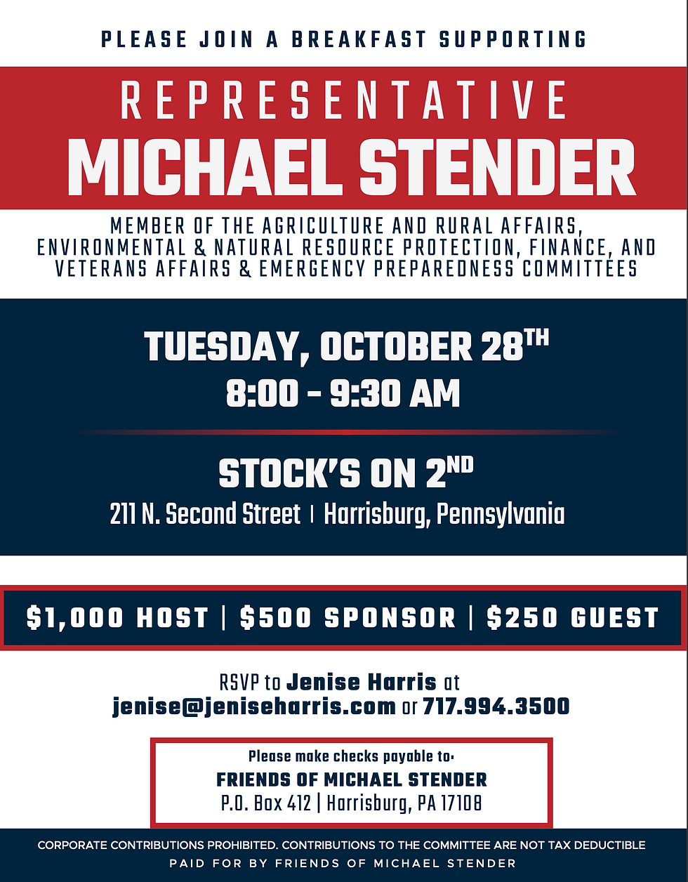 Please join a breakfast supporting Representative Michael Stender