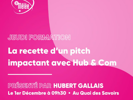 "La recette d'un pitch impactant", une session de formation le 1er décembre à 9h30 à La Mélée