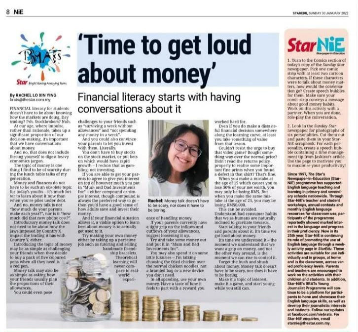My article got published in The Star newspaper! - 'Time to get loud about money'