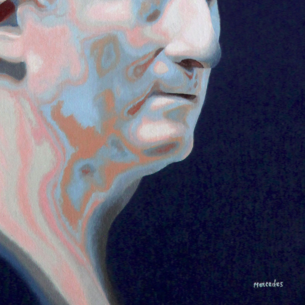 Thumbnail: Art-Oil painting on canvas-Inspiré du buste de Diderot de Houdon-MercedesSoret-Collection_Les philosophes_Détail4