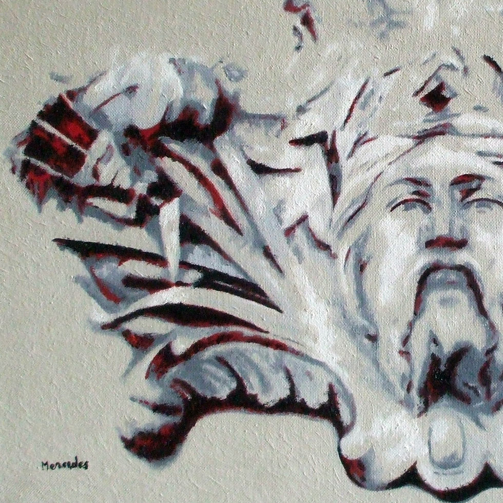 Thumbnail: Art-Oil painting on canvas-Inspiré d'un mascaron de Neptune (Bordeaux, France))-MercedesSoret-Collection_Mascarons_Détail3