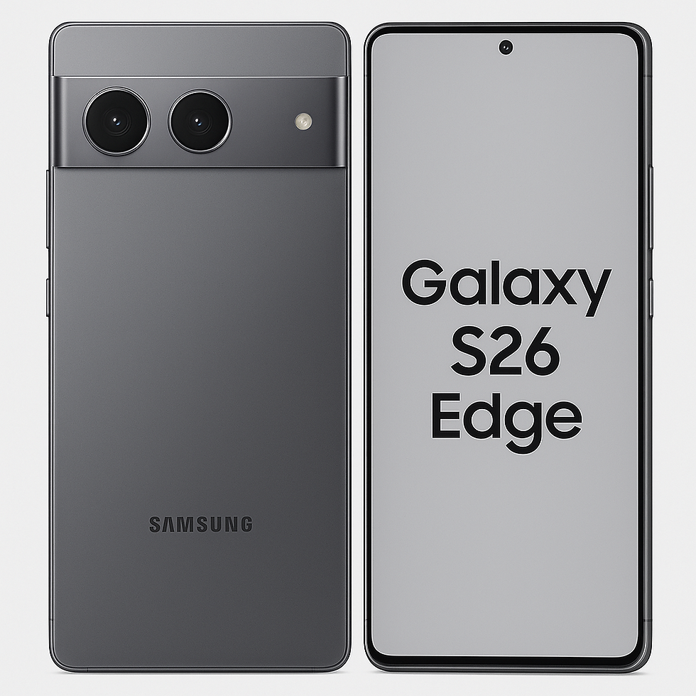Samsung Galaxy S26 Edge in silver with slim design, edge-to-edge display, and triple rear camera setup for next-gen photography