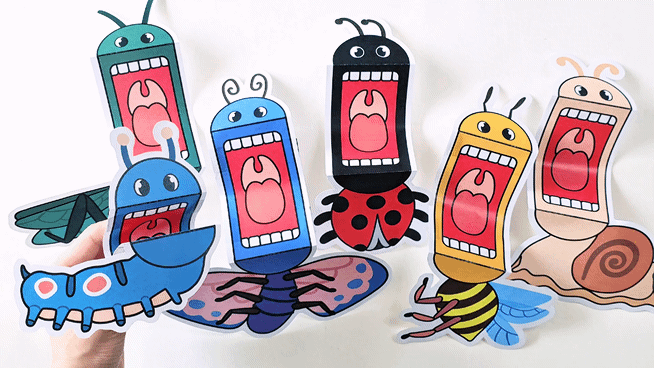 Printable Bug Finger Puppets - DRAWINART | Fun Insect Craft Printable ...