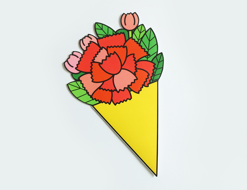 Carnation Paper Flower Bouquet Craft for Kids Mother's day Card