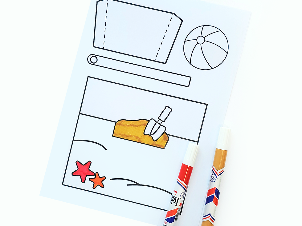 3D Summer Coloring Pages Kids Crafts Beach Sand Bucket