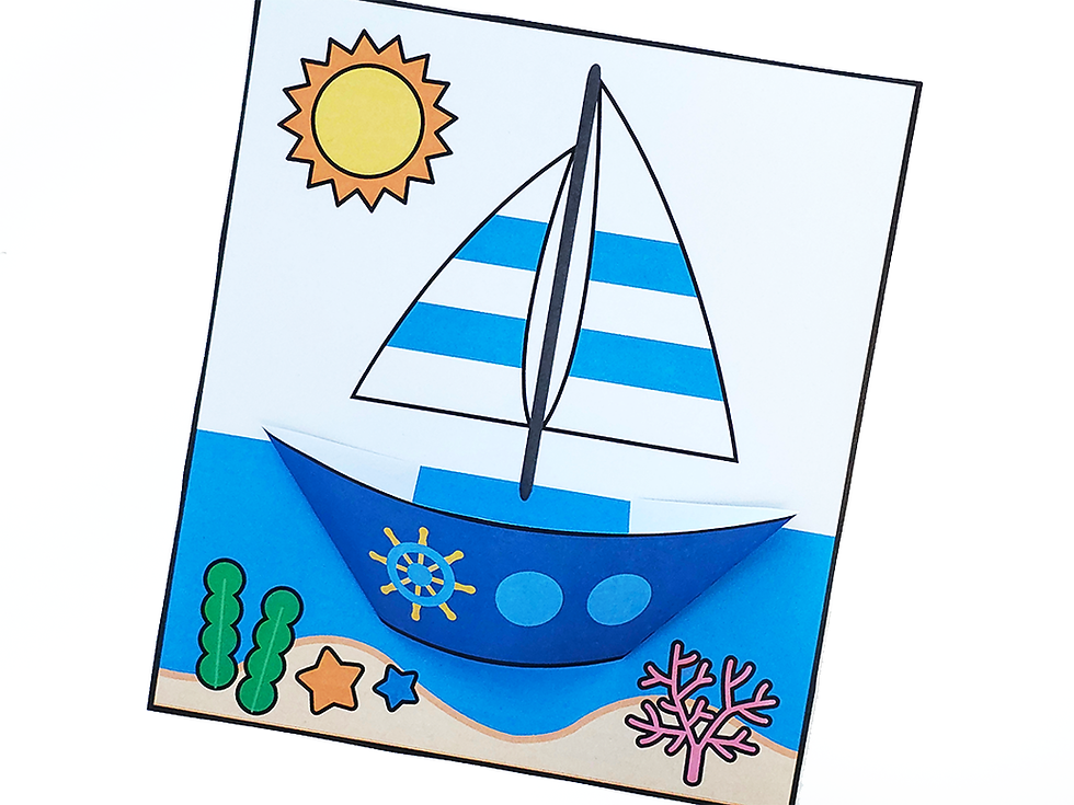 3D Summer Coloring Pages Kids Crafts Sailboat