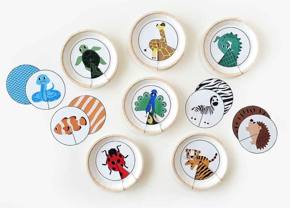 Animal Pattern Matching Craft Printable for Kids | Paper Plate Animal Craft