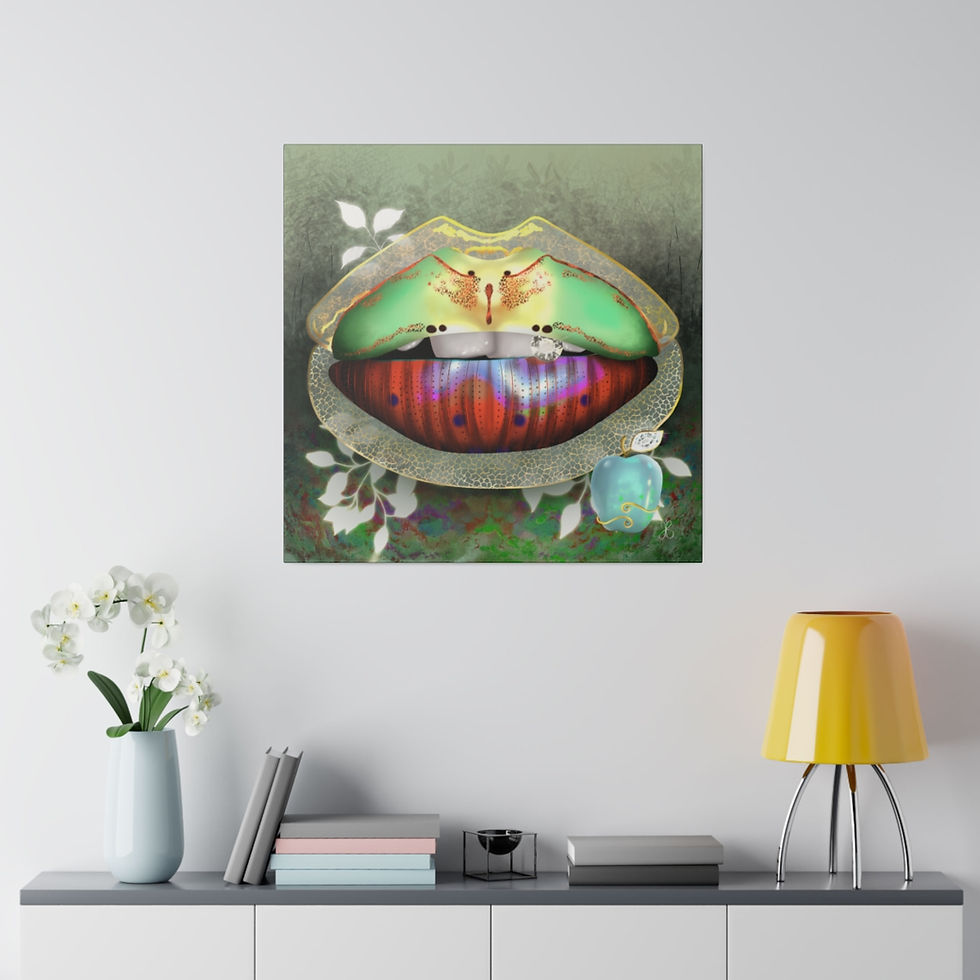 Miniature : Eco-Friendly Digital Art on Canvas with no - scare Format - 'Secret Garden Lips' by Mad Lips 21