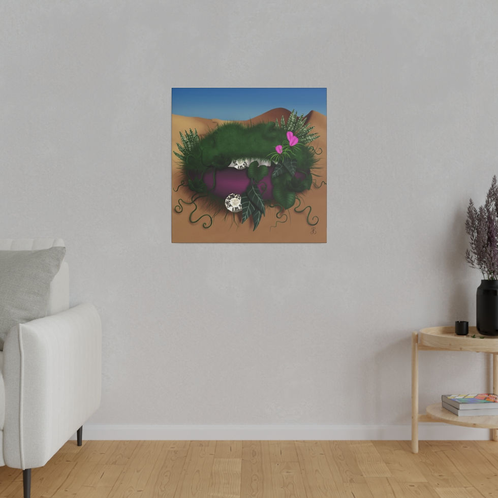Miniature : Eco-Friendly Digital Art on Canvas with no - scare Format - 'Girly Desert of Hope Lips' by Mad Lips 21