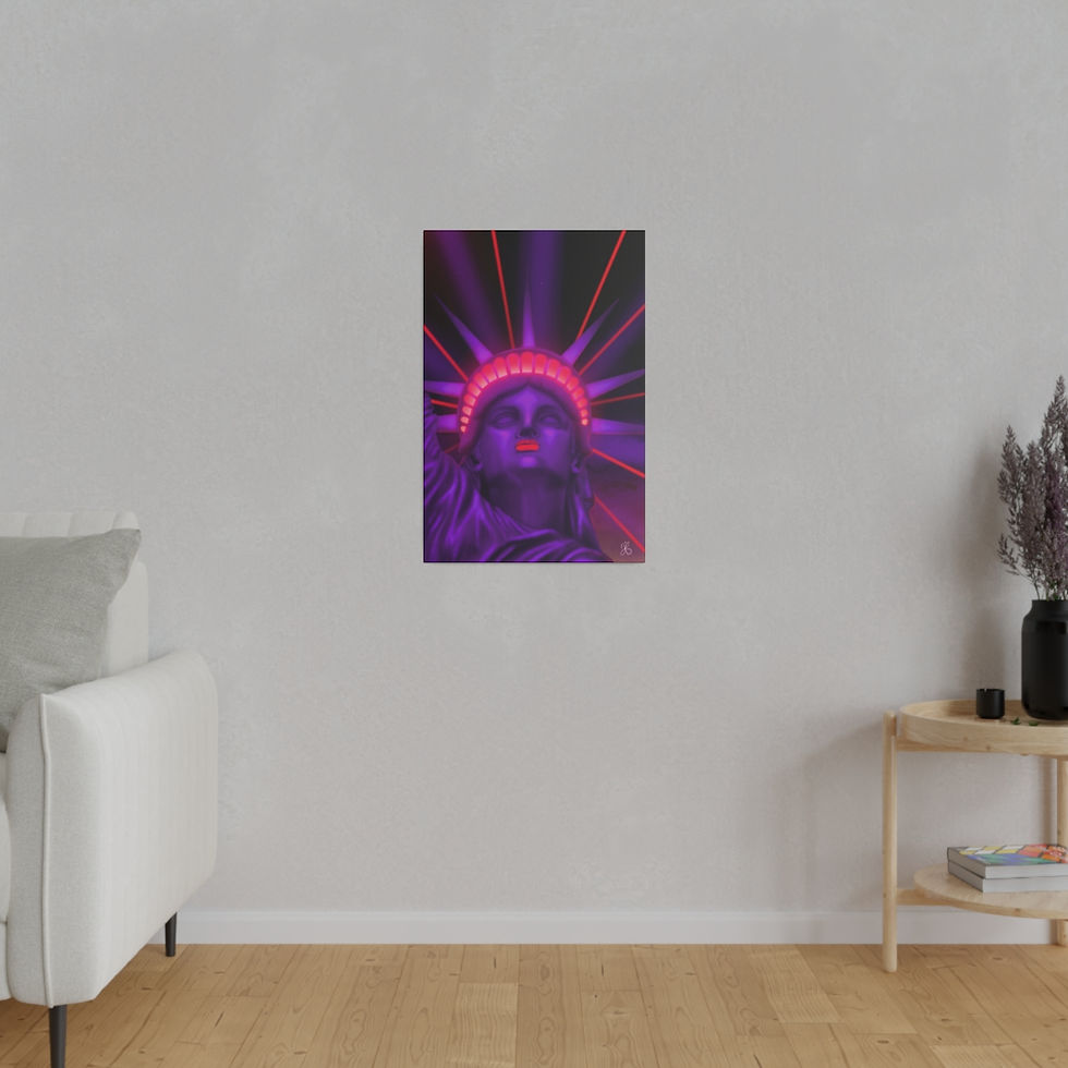 Thumbnail: Eco-Friendly Digital Art on Canvas with no Frame - Vertical Format, 16”x24” - 'The Statue of Liberty’s Party' by Mad Lips