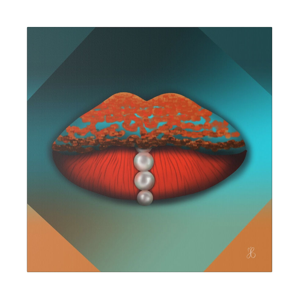 Miniature : Eco-Friendly Digital Art on Canvas with no - scare Format - 'Under the sea Lips' by Mad Lips 21