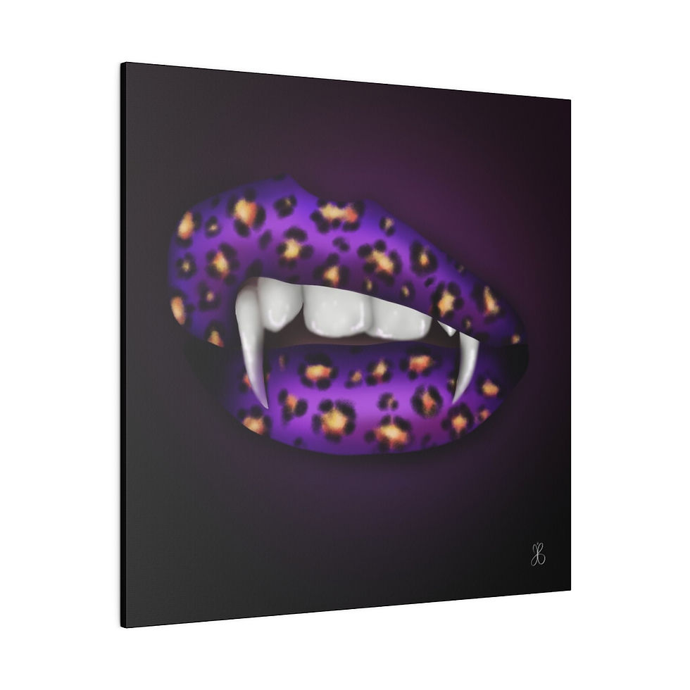 Miniature : Eco-Friendly Digital Art on Canvas with no - scare Format - 'Leopard Lips' by Mad Lips 21
