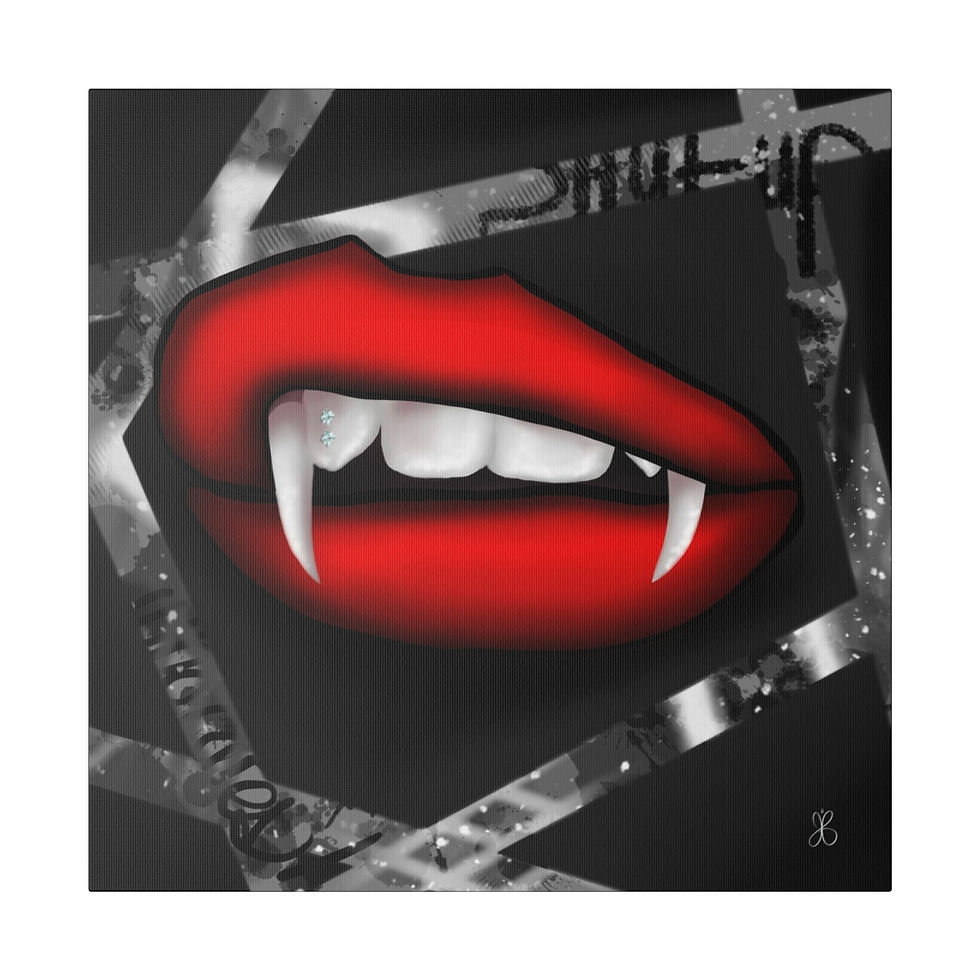 Thumbnail: Eco-Friendly Digital Art on Canvas with no - scare Format - 'Shut UP Lips' by Mad Lips 21