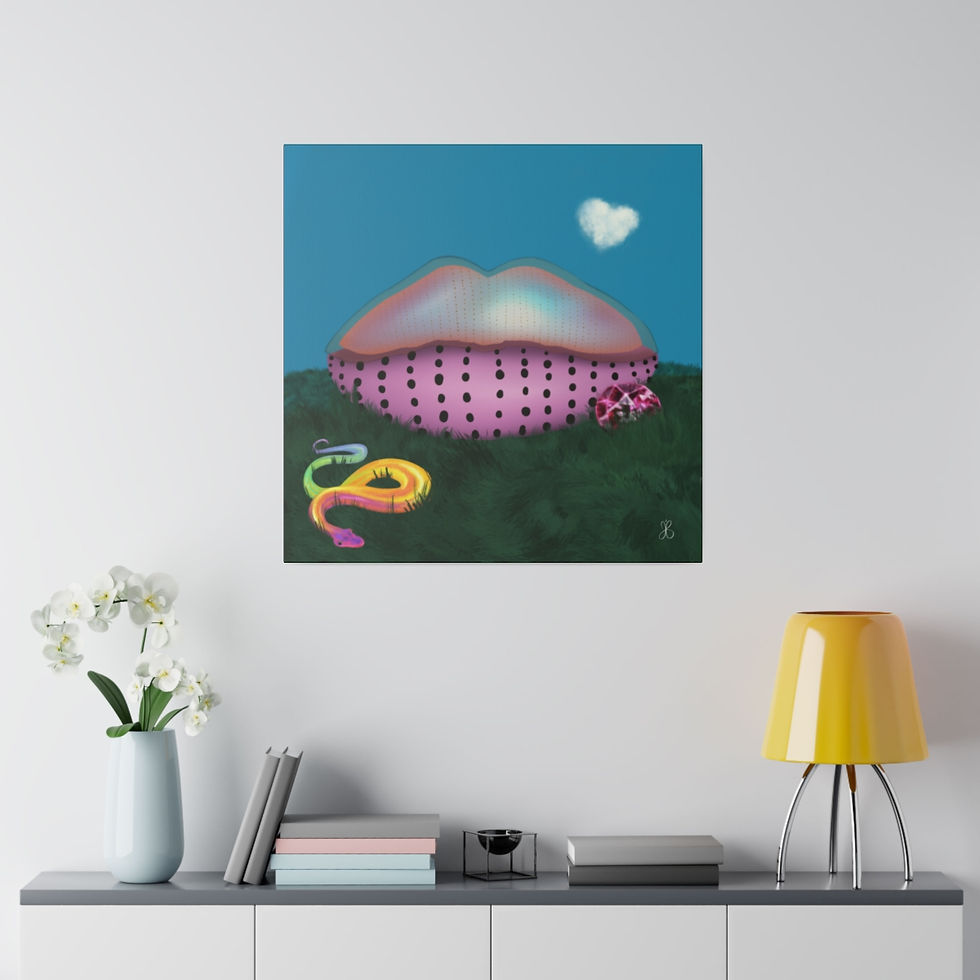 Thumbnail: Eco-Friendly Digital Art on Canvas with no - scare Format - 'Cancer Free Lips' by Mad Lips 21