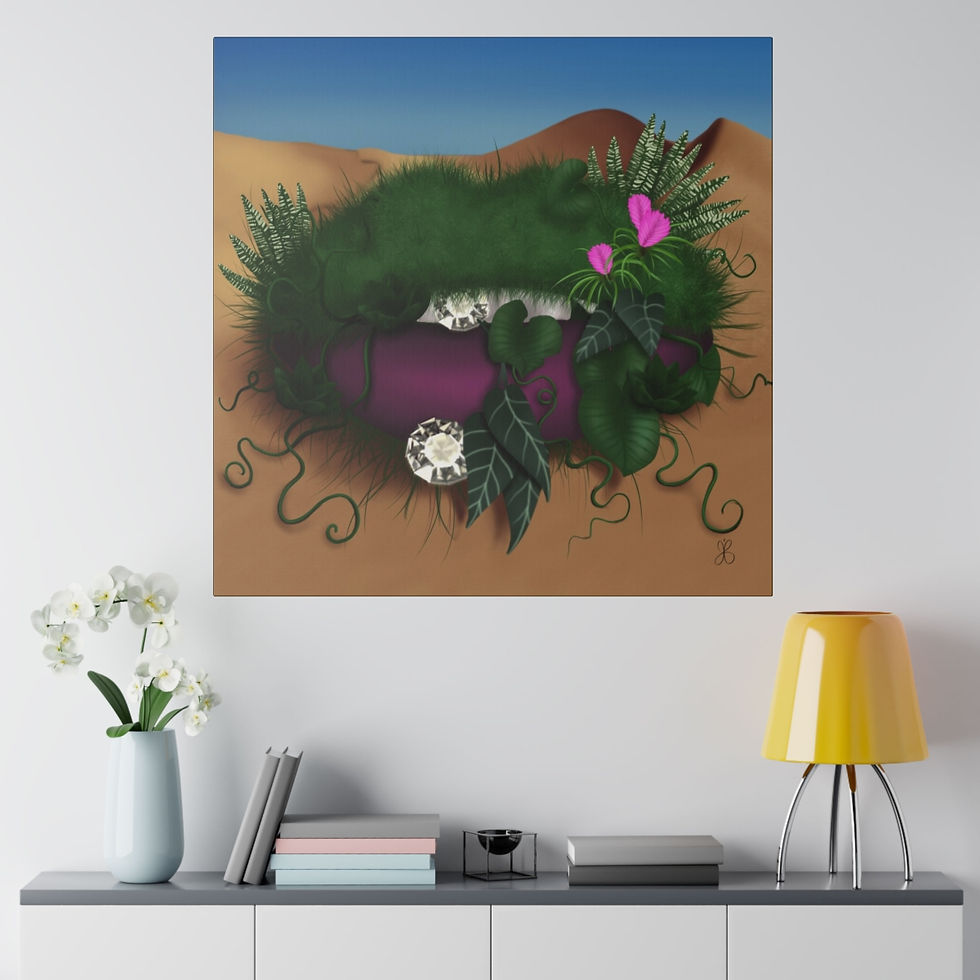 Miniature : Eco-Friendly Digital Art on Canvas with no - scare Format - 'Girly Desert of Hope Lips' by Mad Lips 21