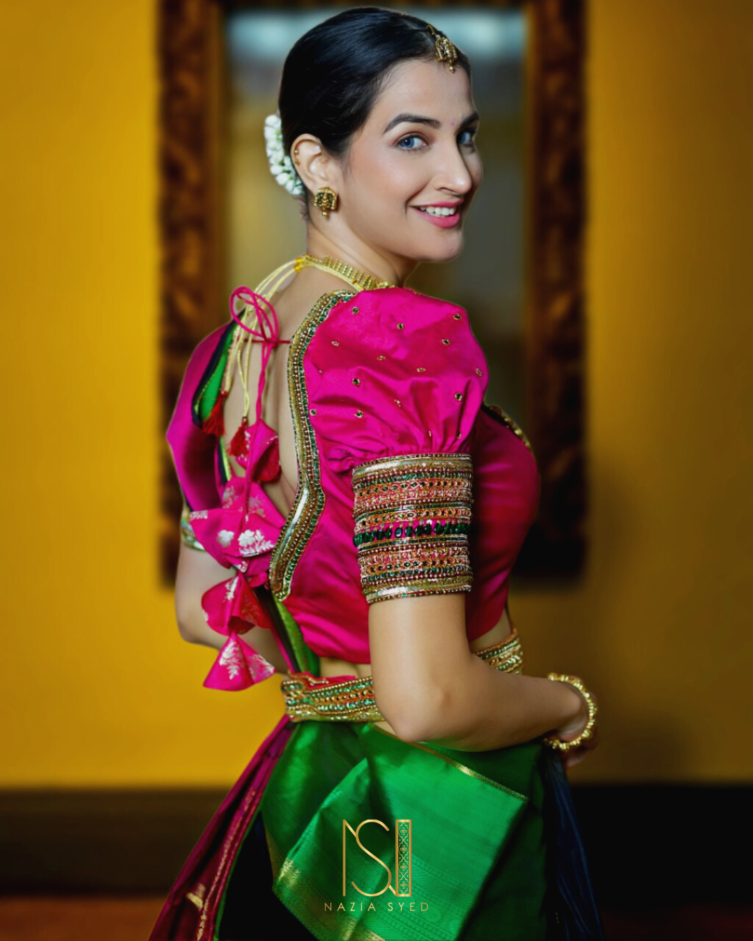 Hot Pink bridal trousseau blouse