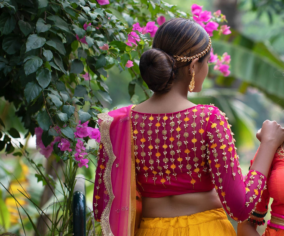 Thumbnail: Mustard and Pink Kanjeevaram silk half saree set