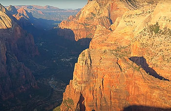 The majestic view of Zion National Park overlooking Angel's Landing from Observation Point.