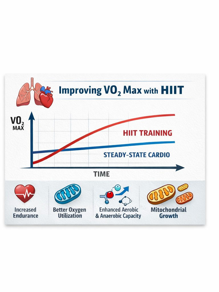 A colorful graphic explaining VO2 Max and HIIT cardio.