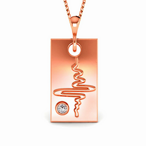 Moissanite Rose Gold Plated Silver Heart Beat Life Pendant