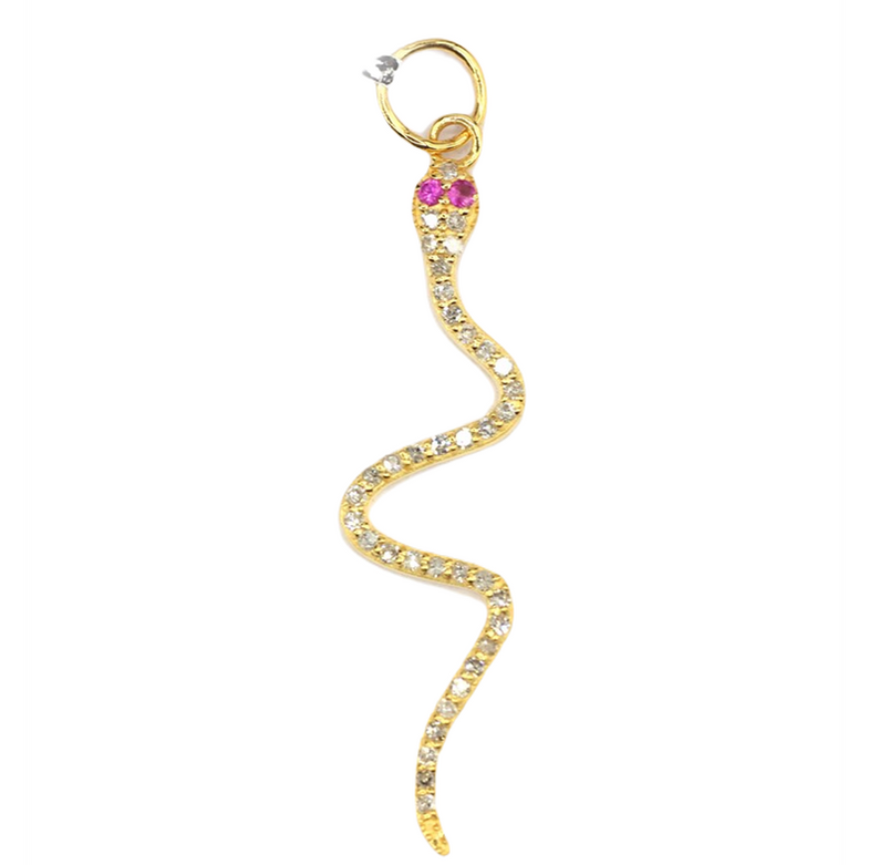 Moissanite Gold Plated Silver Snake Pendant