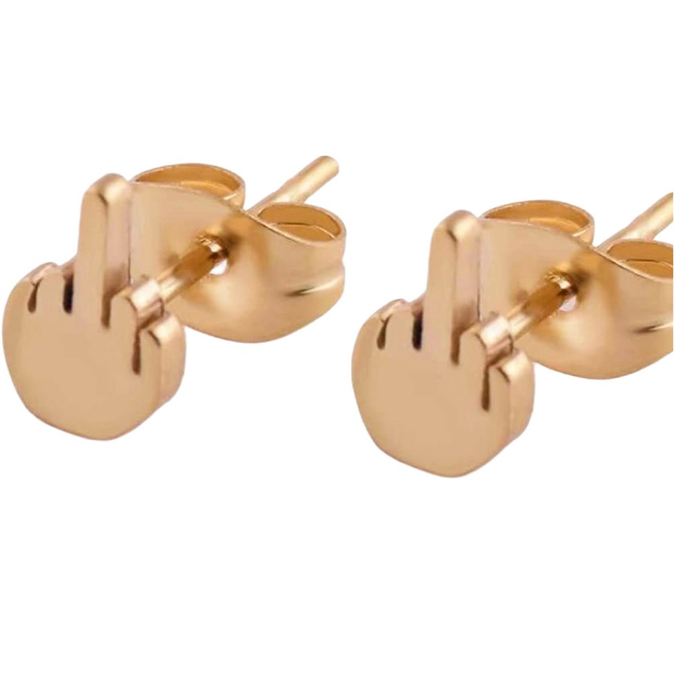 Gold Plated Silver Finger Stud Earrings for Women