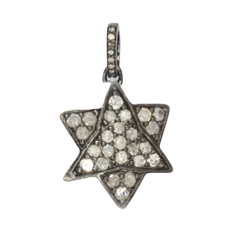 Moissanite Black Rhodium Plated Silver Star Pendant