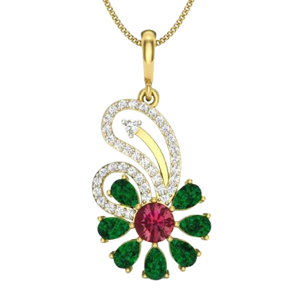 Multi Gemstone Gold Plated Silver Classic Princess Solitaire Pendant