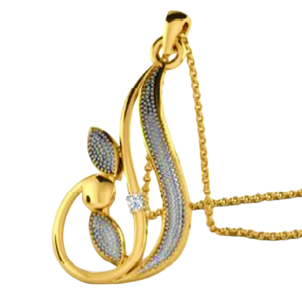 Moissanite Gold Plated Silver Geometric Play Pendant