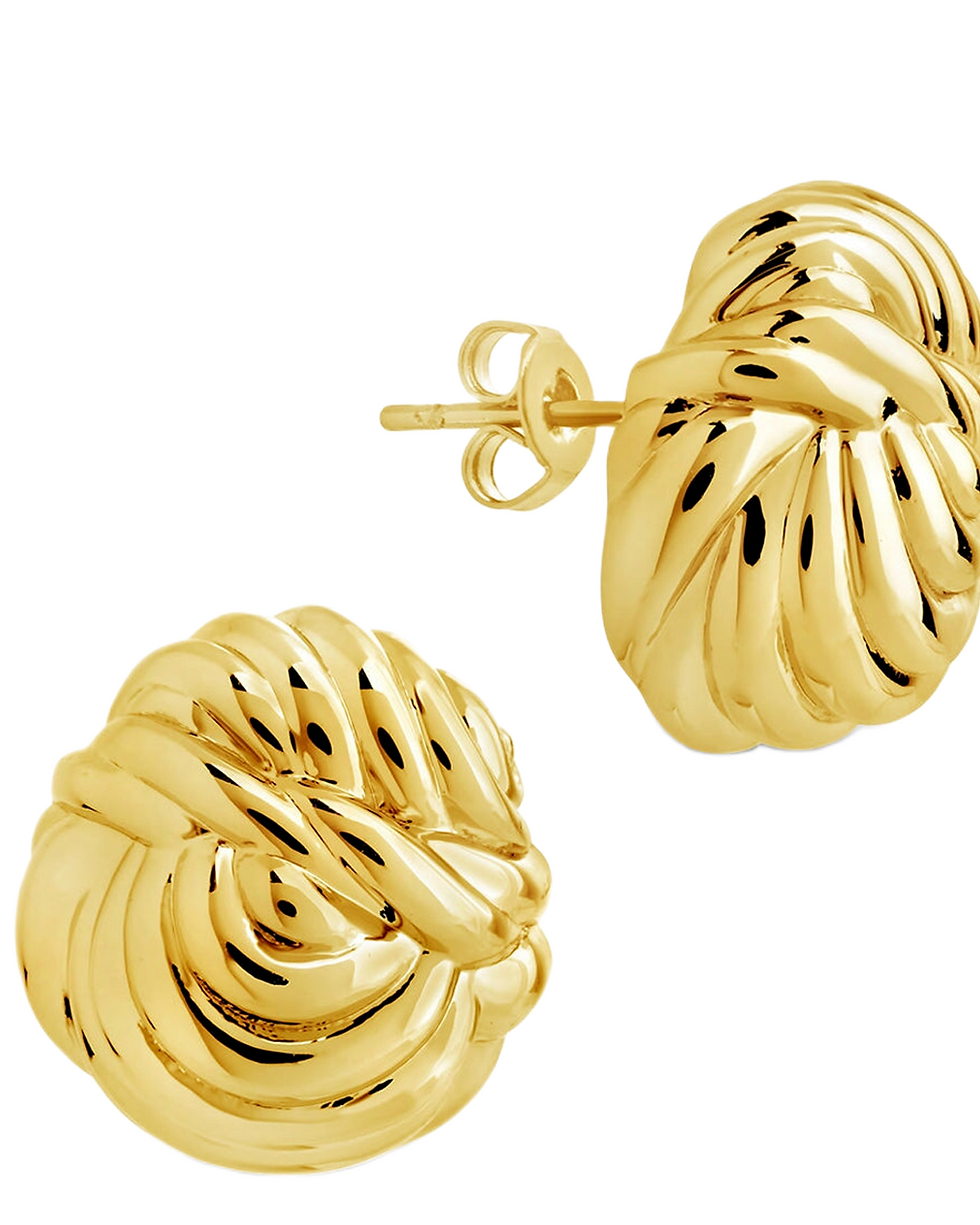Gold Plated Silver Knot Stud Earrings for Women