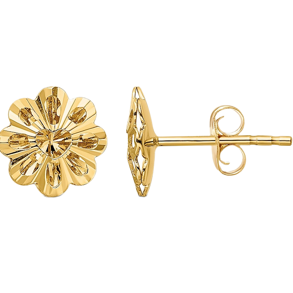Gold Plated Silver Flower Stud Earrings for Women