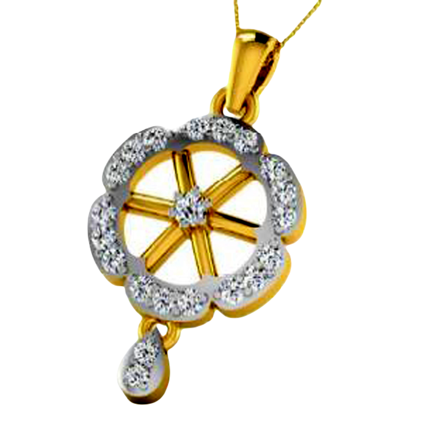 Moissanite Gold Plated Silver Radiant Starburst Pendant