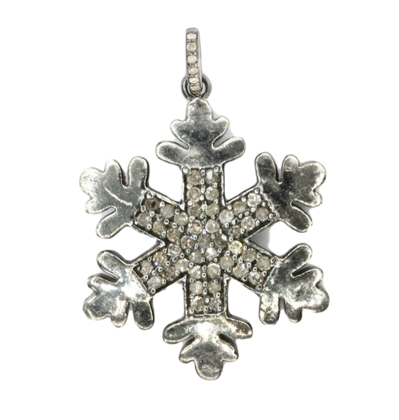 Moissanite Black Rhodium Plated Silver Flower Pendant