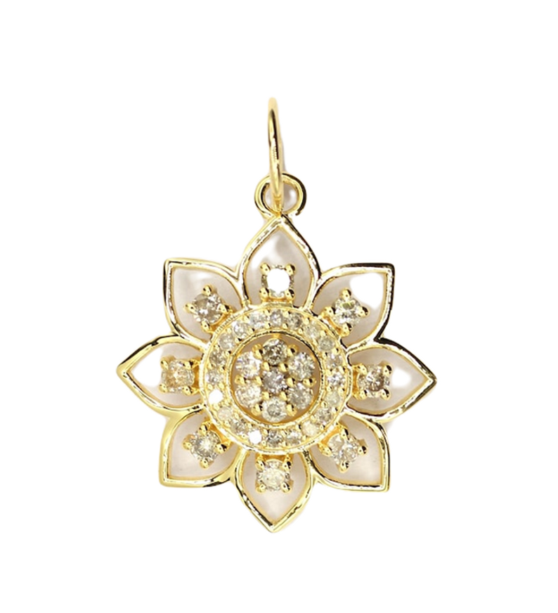 Moissanite Gold Plated Silver Flower Pendant