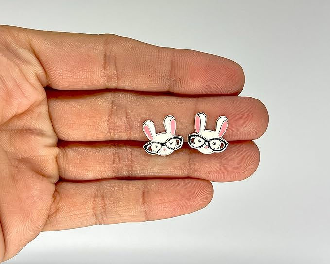 Sterling Silver Bunny Stud Earrings for Women