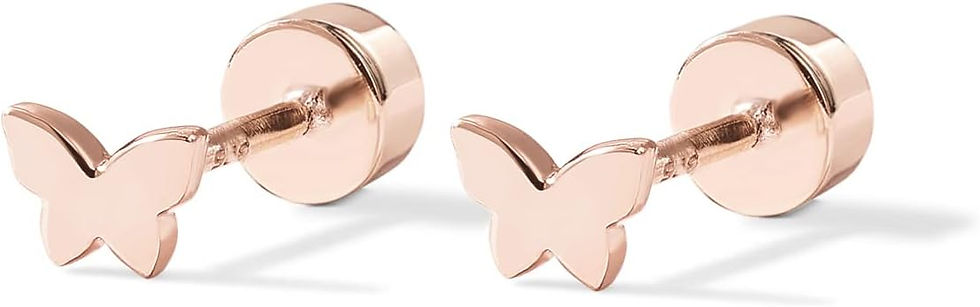 Rose Gold Plated Silver Butterfly Stud Earrings for Women