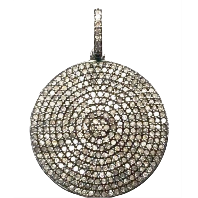 Moissanite Black Rhodium Plated Silver Round Pendant