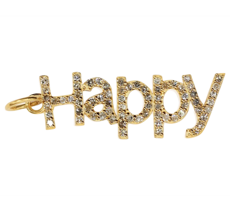 Moissanite Gold Plated Silver Happy Pendant