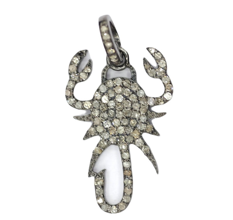Moissanite Black Rhodium Plated Silver Scorpio Pendant