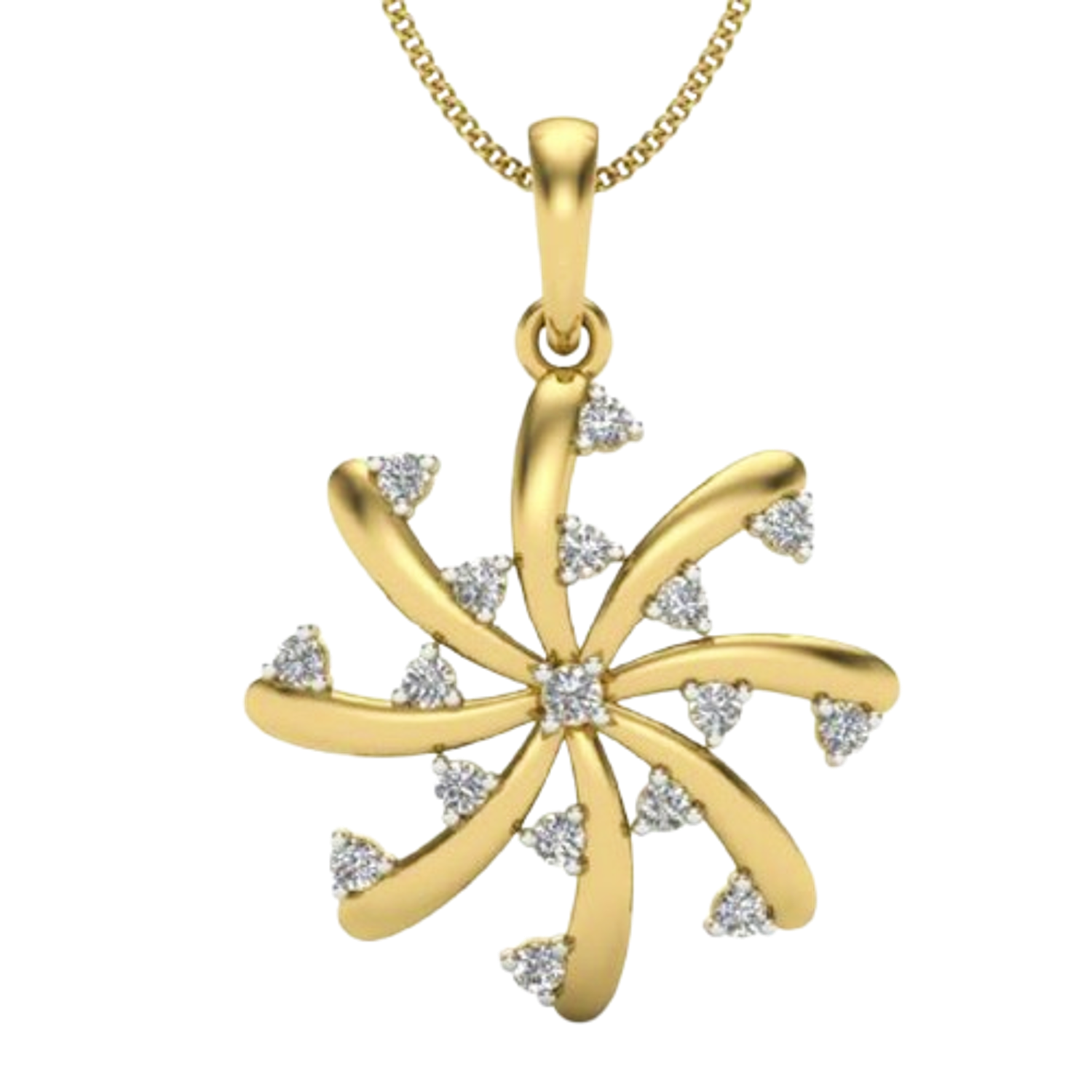 Moissanite Gold Plated Silver Golden Bloom Pendant