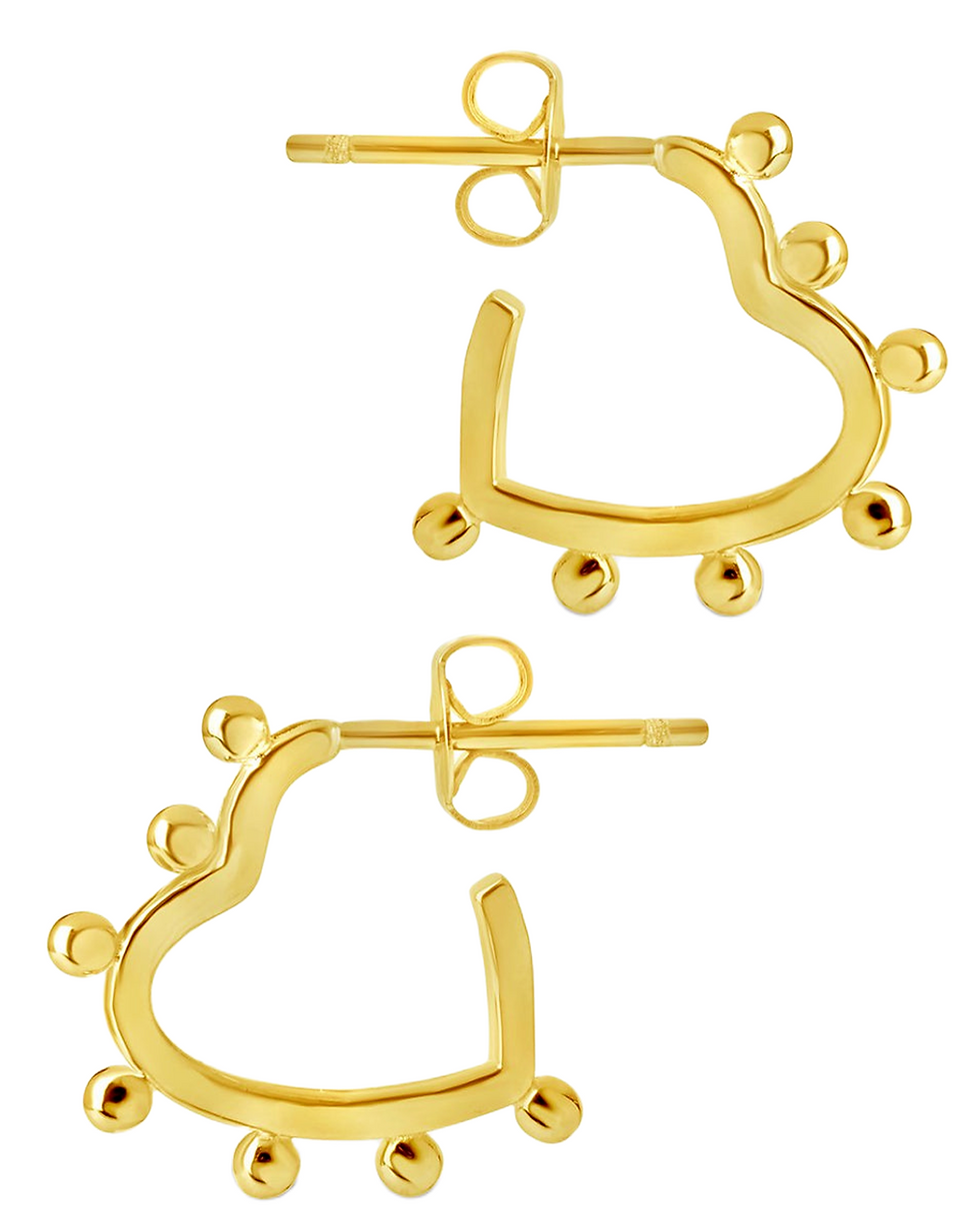 Gold Plated Silver Heart Stud Earrings for Women